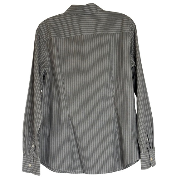 Talbots Wrinkle Resistant Striped Button Down Shirt Grey Womens 10 Career Siren - Picture 2 of 8